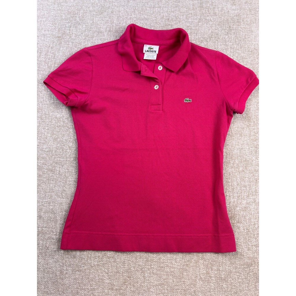 Lacoste Womens Magenta Pink Stretch Pique Polo Shirt Size 38 Fits XS F4811